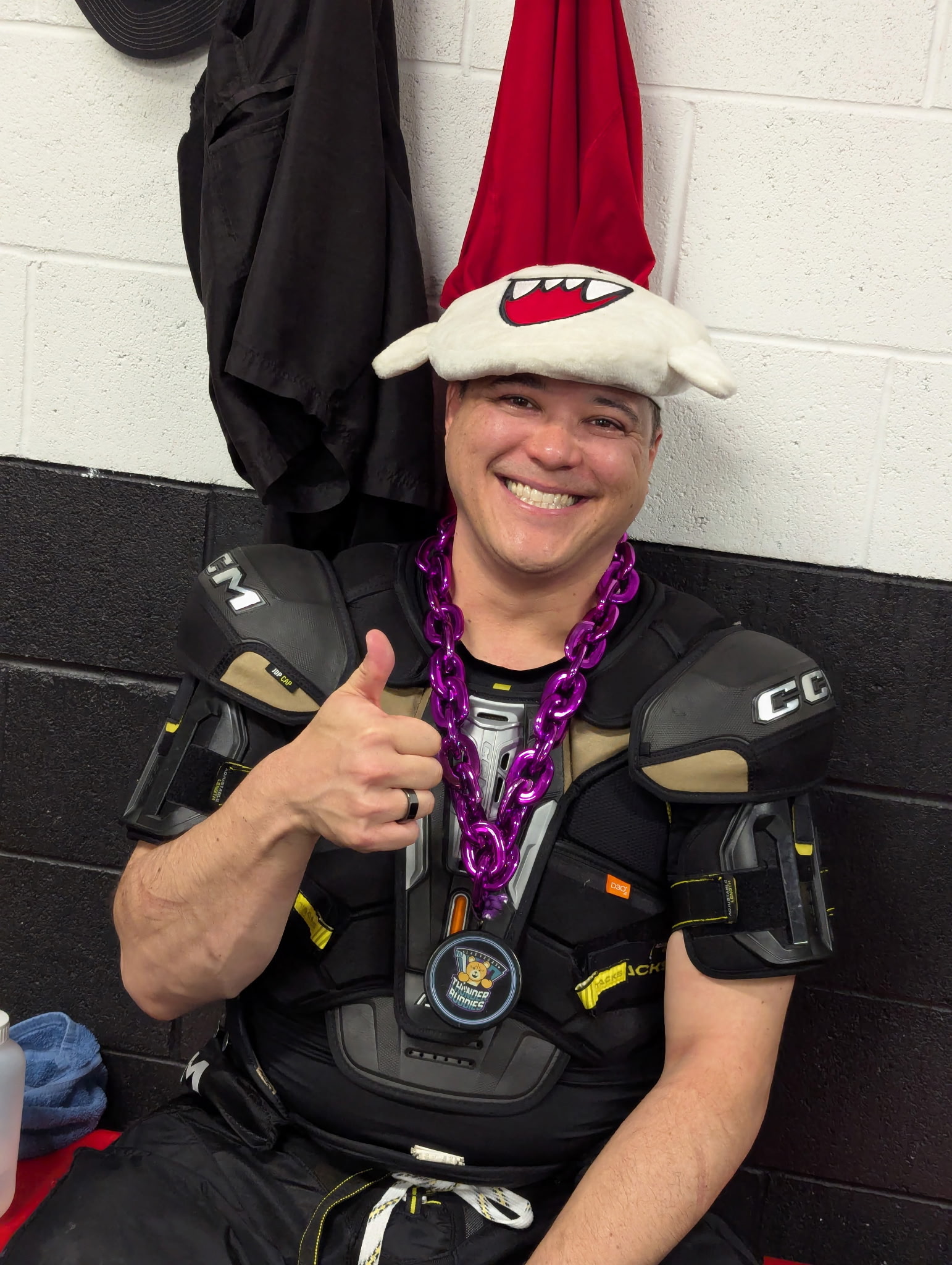 Justin Flowers with his hockey family